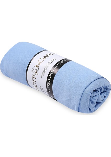 Lastikli Penye Çarşaf 160 x 200 cm Mavi fırsatları