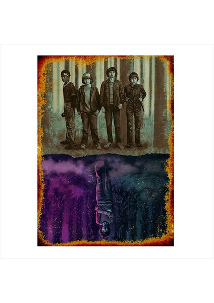 Ahşap Tablo Eskitilmiş Stranger Things Poster