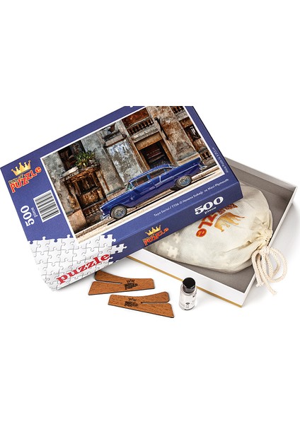 Havana Sokağı ve Mavi Plymouth Ahşap Puzzle 500 Parça (TT06-D)