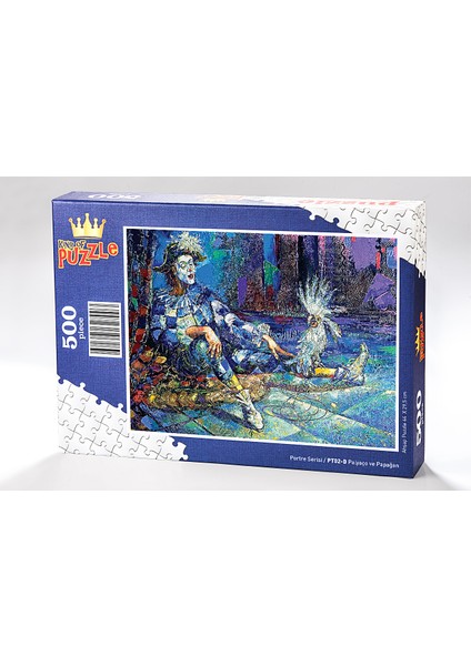 King Of Puzzle Palyaço ve Papağan Ahşap Puzzle 500 Parça (PT02-D)