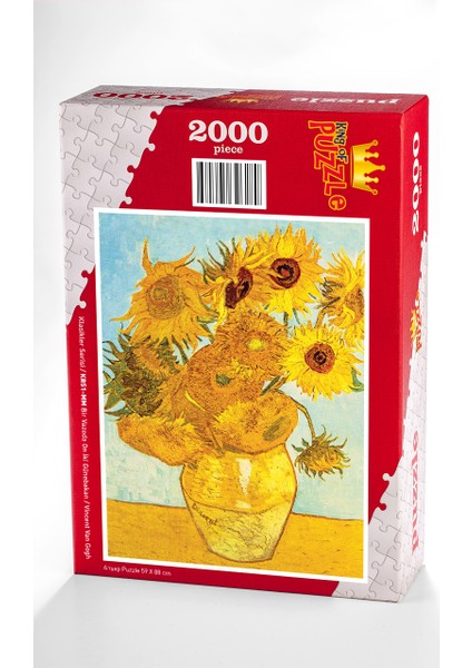 King Of Puzzle Bir Vazoda On İki Günebakan / Vincent Van Gogh Ahşap Puzzle 2000 Parça (KR51-MM)