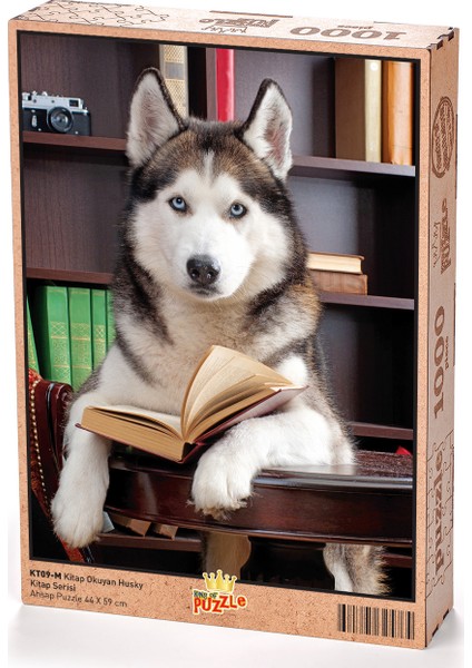 Kitap Okuyan Husky Ahşap Puzzle 1000 Parça (KT09-M)