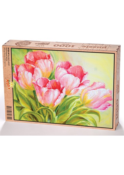 Pembe Laleler Ahşap Puzzle 1000 Parça (NT05-M)