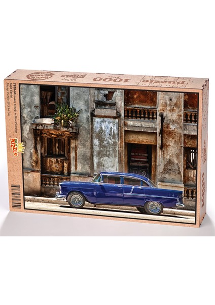 Havana Sokağı ve Mavi Plymouth Ahşap Puzzle 1000 Parça (TT05-M)