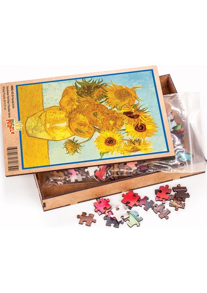 Bir Vazoda On İki Günebakan / Vincent Van Gogh Ahşap Puzzle 204 Parça (KR02-CC)