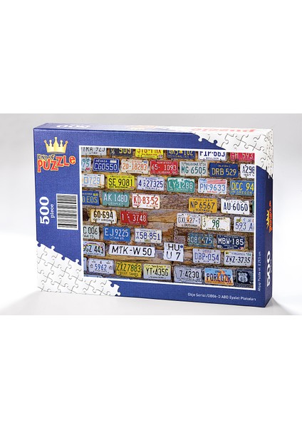 King Of Puzzle ABD Eyalet Plakaları Ahşap Puzzle 500 Parça (OB06-D)