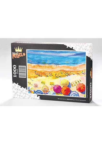 King Of Puzzle Plaj ve Renkli Şemsiyeler Ahşap Puzzle 500 Parça (MZ8-D)