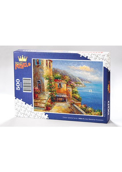 King Of Puzzle Liman Manzarası Yunanistan Ahşap Puzzle 500 Parça (UK04-D)