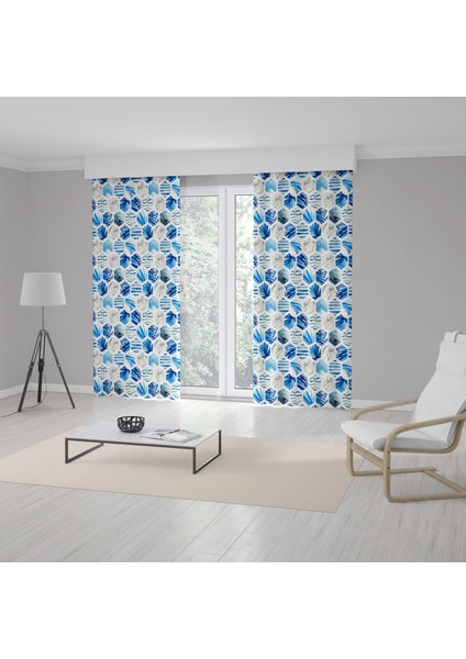 Geometrik Desenli Dijital Baskılı 3D Fon Perde - 140 x 260 cm