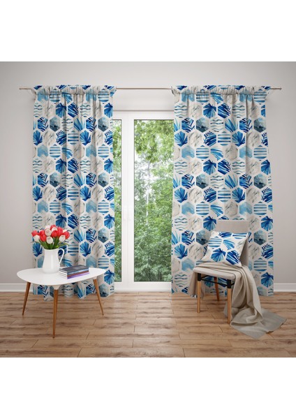 Geometrik Desenli Dijital Baskılı 3D Fon Perde - 140 x 260 cm fiyatları
