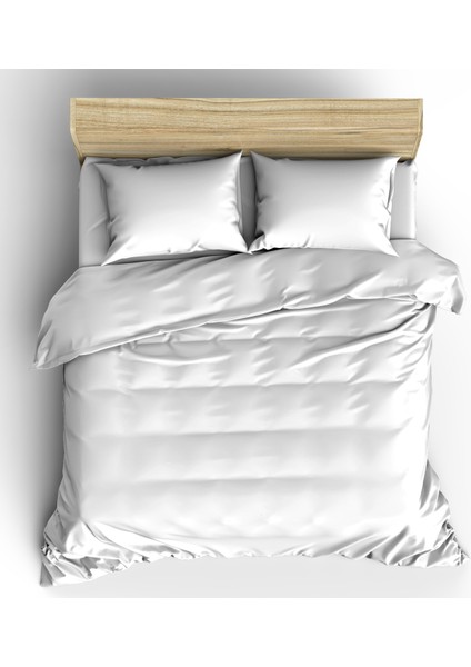 teks %100 Pamuklu Beyaz 200x220+2*(50x70) Çift Kişilik Nevresim ve Yastık Kılıfı Seti