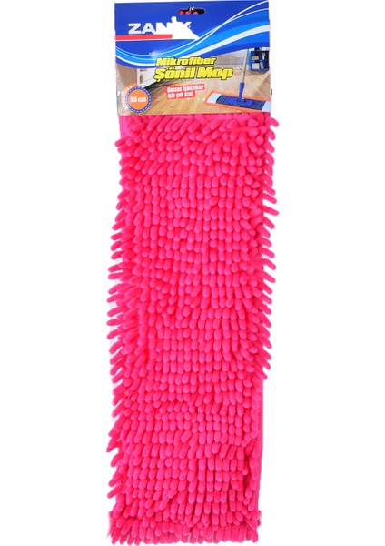 3282 Nemli Makarna Mop Ucu - Mikrofiber Şönil Paspas Yedeği 50 cm Pembe