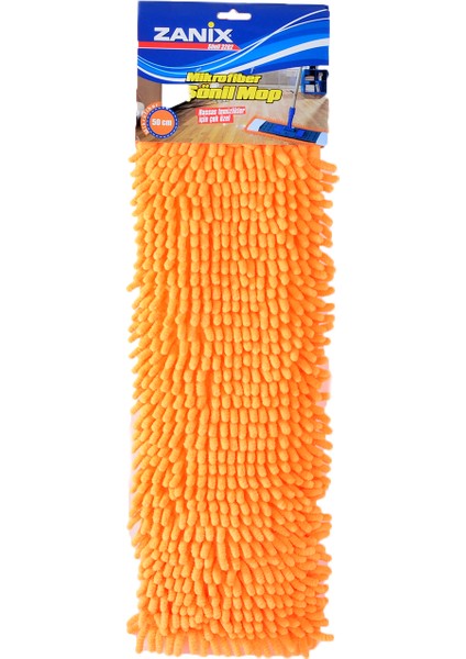 3282 Nemli Makarna Mop Ucu - Mikrofiber Şönil Paspas Yedeği 50 cm Turuncu