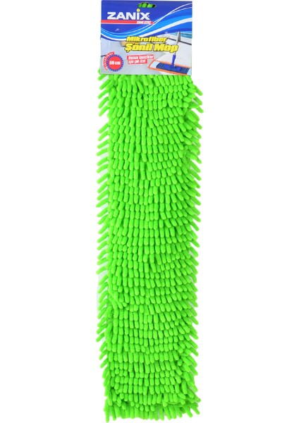 Nemli Makarna Mop Ucu Mikrofiber Şönil Paspas Yedeği 60 cm Yeşil