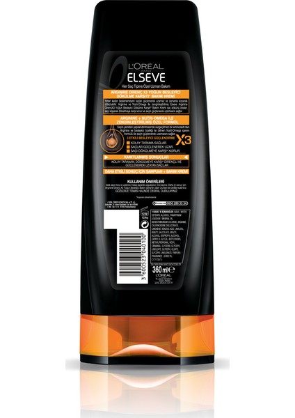L'Oréal Paris Elseve Arginine Direnç X3 Nutri Omega Bakım Kremi 360 Ml