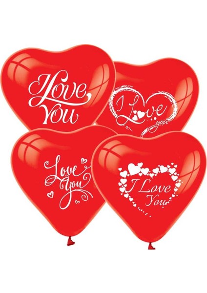 Tahtakale Toptancısı Balon Baskılı Kalp Şekilli 12 İnc I Love You 50 Adet