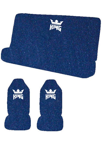 King Mavi Oto Koltuk Servis Kılıfı 4 Parça Ön Arka Takım