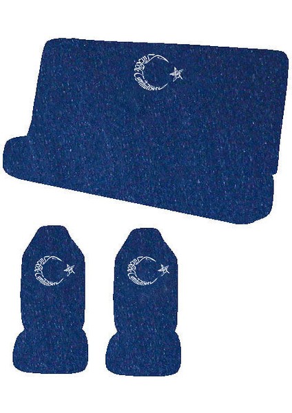 Ay Yıldız Mavi Oto Koltuk Servis Kılıfı 4 Parça Ön Arka Takım