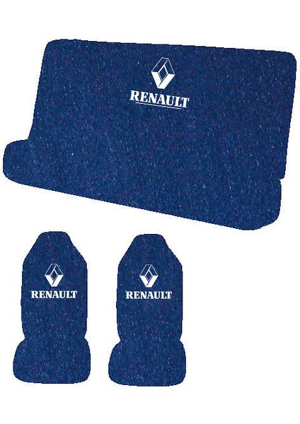 Renault Mavi Oto Koltuk Servis Kılıfı 4 Parça Ön Arka Takım