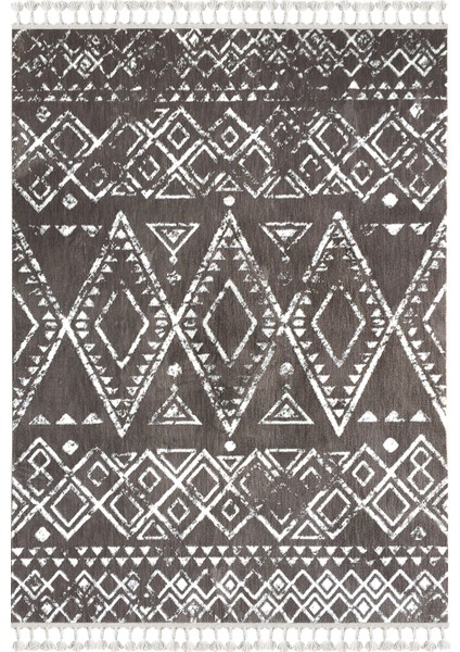 Halı Moroccan 1495A 200 x 290 cm Kahve-Beyaz Saçaklı Modern Halı