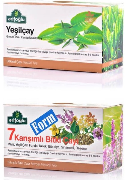Yeşil Çay 20li Süzen Poşet + 7in1 Form Çayı 20li