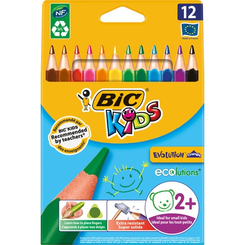 Bic Kids Evolution Üçgen Jumbo Kuru Boya Kalemi 12'li Kutu