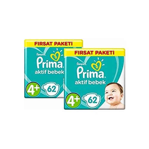 Prima Aktif Bebek 4+ Beden Maxi Plus 124 Adet Bebek Bezi Fiyatı