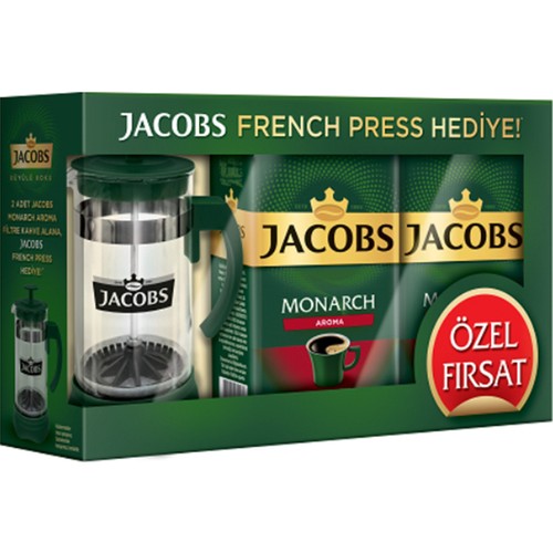 Jacobs Monarch Aroma Filtre Kahve 2 x 500 gr + French Press Fiyatı