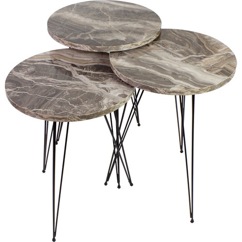 Pratico Mobilya Gri Sedef Desenli 3�lü Metal Ayak Zigon Fiyatı