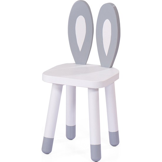 Neone Çocuk Sandalye Ahşap Sandalye Gri Beyaz Tavşan Fiyatı
