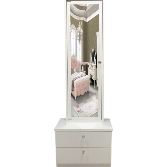 First Mobilya Star Çekmeceli Aynalı Takı Dolabı Beyaz Fiyatı