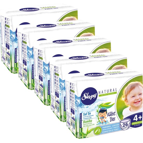 Sleepy Natural Külot Bebek Bezi 4+ Beden MaxiPlus 130 Adet Fiyatı