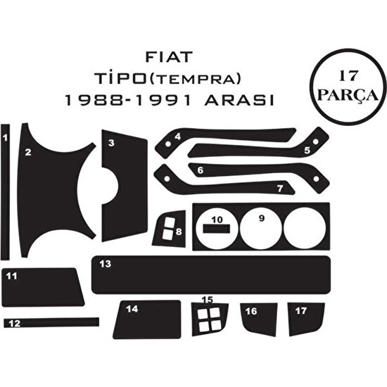 Carat Konsol Maun Kaplama Fiat Tipo 88-95 17 Parça