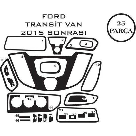 Carat Konsol Maun Kaplama Ford Transit Van 15- 25 Parça