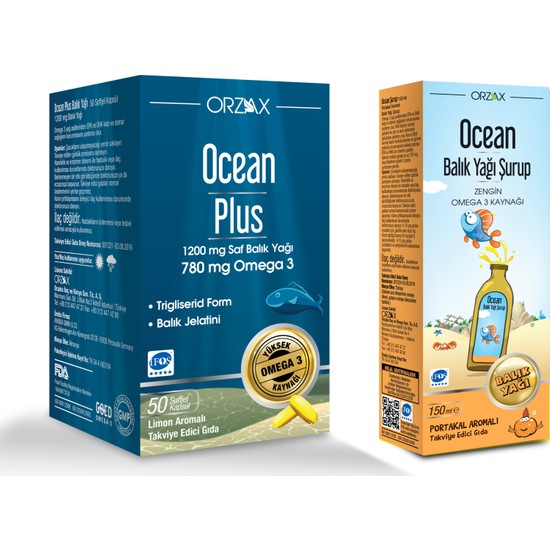 Ocean Plus 1200 mg 50 Kapsül + Ocean Şurup Portakal