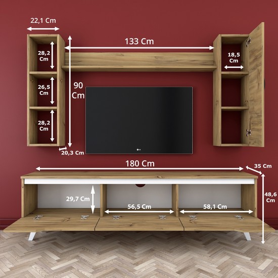 Rani D1 Duvar Raflı Kitaplıklı Tv Ünitesi Duvara Monte Fiyatı
