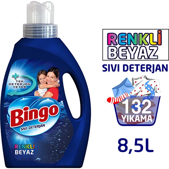 Bingo Matik Sıvı Performans Çamaşır Deterjanı 2145 ml 33 Yıkama Renkli & Beyaz 4'lü