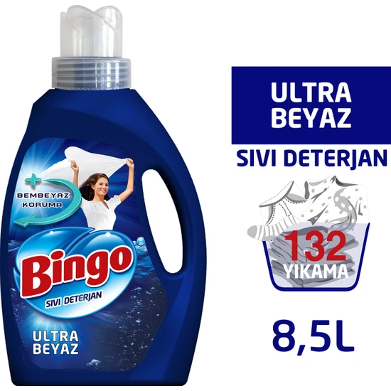 Bingo Ultra Beyaz Sıvı Performans Çamaşır Deterjanı 2145 ml Ekonomi Paketi 4'lü