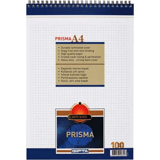 Gıpta Prizma Bloknot Kareli 100 Yaprak A4 1377