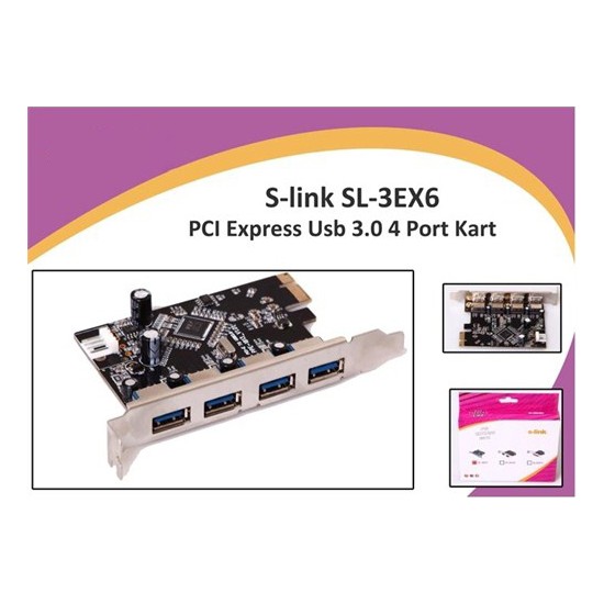 S-Link Sl-3Ex6 Pcı Express Usb 3.0 4 Port Kart