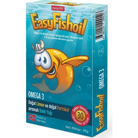 EasyFishoil Omega  Balık Yağı 30 Adet Çiğnenebilir Jel Tablet