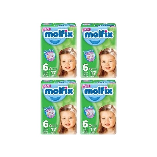 Molfix Bebek Bezi 6 Numara +15 kg 17+17+17+17=68 Adet Bez Fiyatı