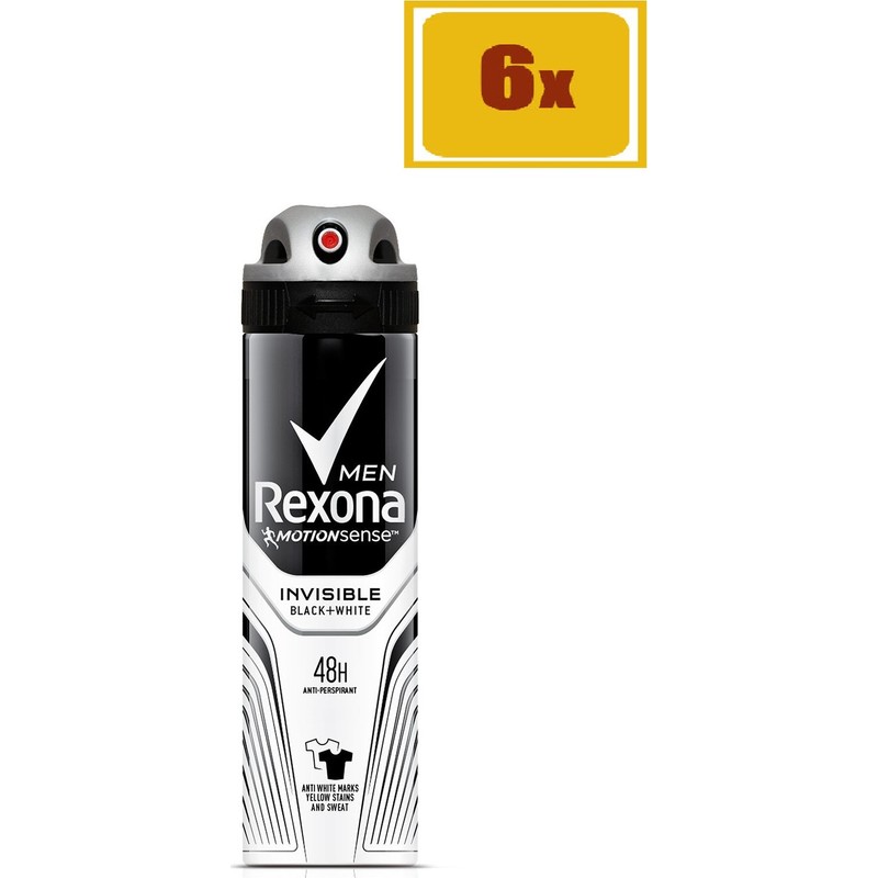 Rexona Deodorant Sprey Invisible Black White 150 ml 6'lı Set