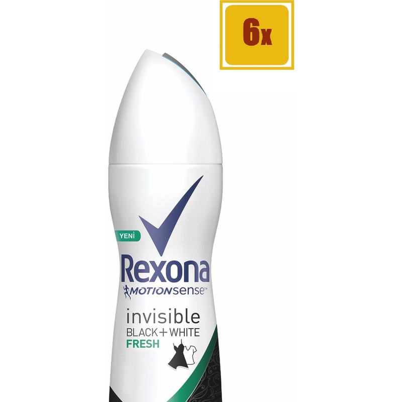 Rexona Invisible Black & White Fresh Deo Sprey 150 ml 6'lı Set