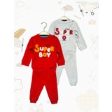 Baby West Erkek Bebek Takımları Mevsimlik Kıyafetler 2li Set 4 Parça Eşofman Takımı %100 Pamuklu
