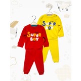 Baby West Erkek Bebek Takımları Mevsimlik Kıyafetler 2li Set 4 Parça Eşofman Takımı %100 Pamuklu