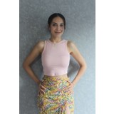AD-AY Siyah Halter Yaka Kaşkorse Crop Bluz