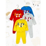Baby West Erkek Bebek Takımları Mevsimlik Kıyafetler 4lü Set 8 Parça Eşofman Takımı %100 Pamuklu