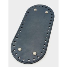 Angel Çanta Aksesuar Suni Deri Lacivert Renk 25X12 cm Oval Çanta Tabanı (Gümüş Aparatlı)