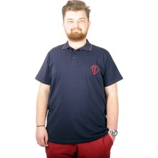 ModeXL Büyük Beden T-Shirt Polo Cep Sup Md Basic 21555 Lacivert